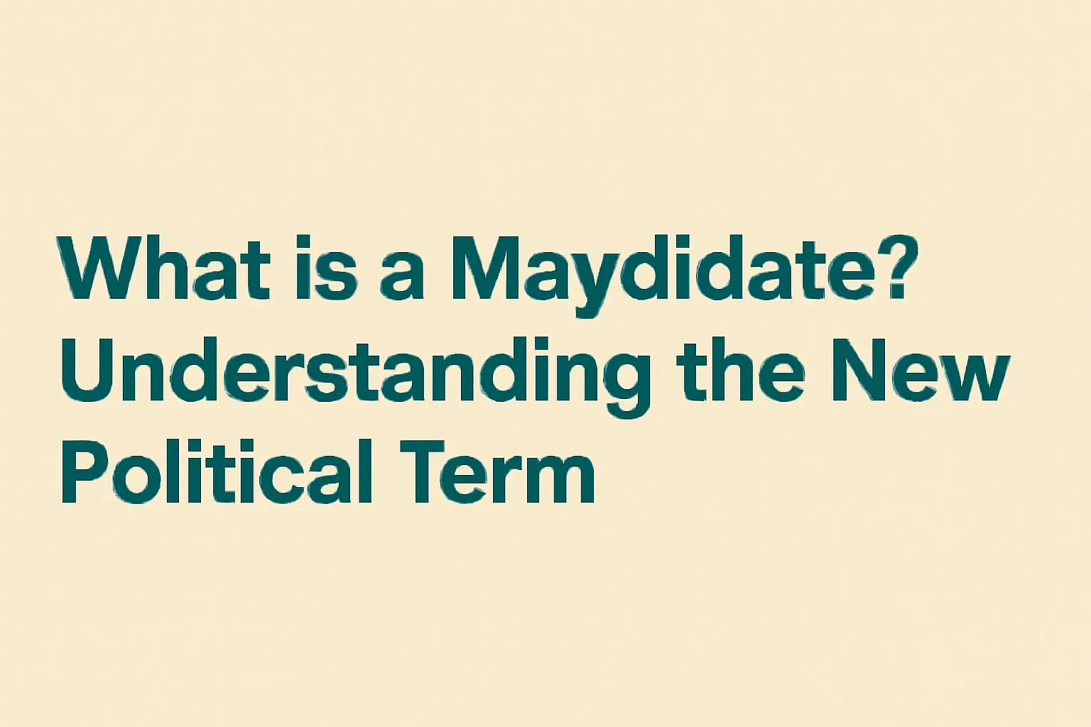 "Maydidate" – A digital graphic featuring the title "What is a Maydidate? Understanding the New Political Term" in bold, dark teal text on a beige background